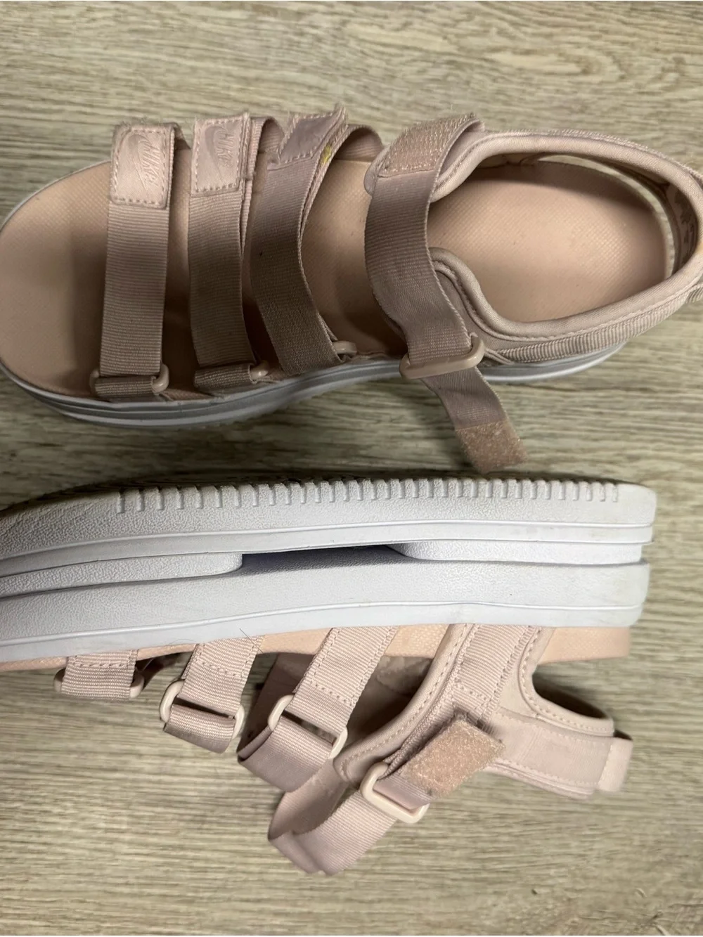 Nike Women's Blush Pink Platform Velcro Strap Sandals